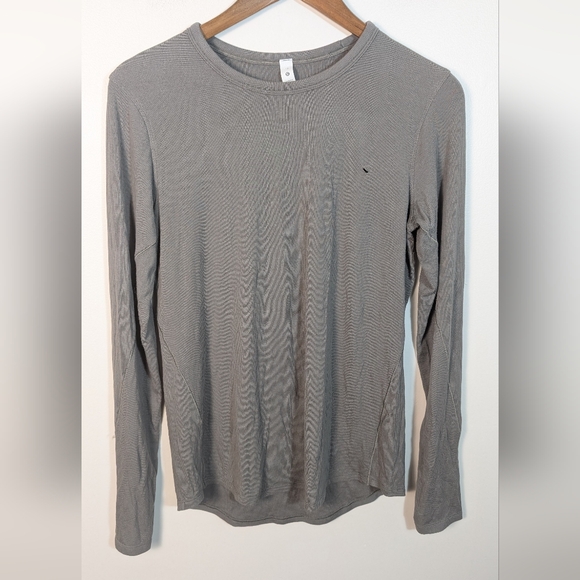 Lululemon Gray Rover Hold On Tight Ribbed Long Sleeve Tee Shirt Size 12 - Picture 12 of 13